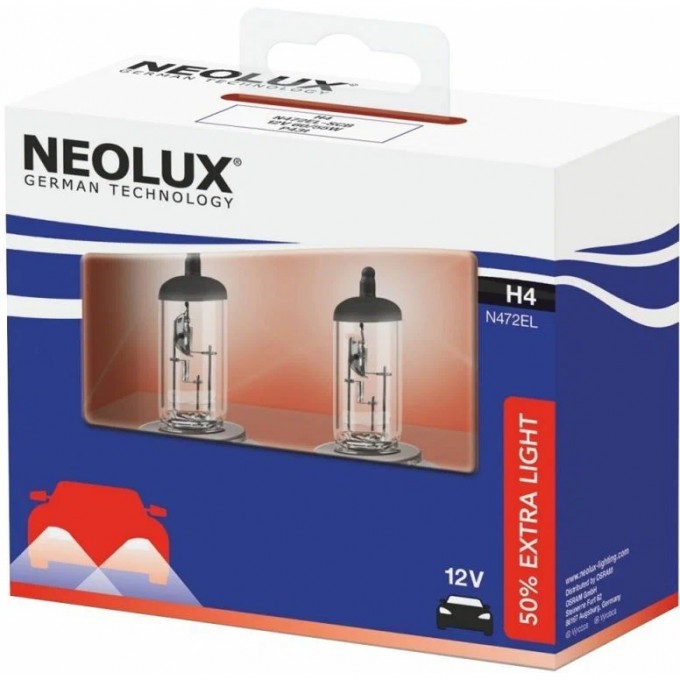 Автолампы NEOLUX H4 +50% Extra Light N472EL-2SCB (2 шт) 4052899501034 Автолампы NEOLUX H4 +50% Extra Light N472EL-2SCB (2 шт) 4052899501034
