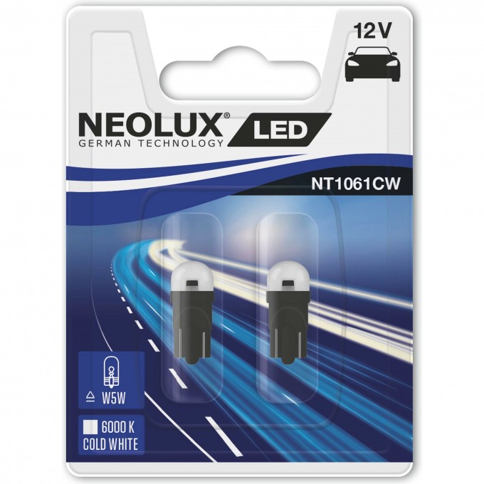 Автолампы NEOLUX ≜W5W LED technology NT1061CW-02B Белый (2 шт) 4052899477230 Автолампы NEOLUX ≜W5W LED technology NT1061CW-02B Белый (2 шт) 4052899477230