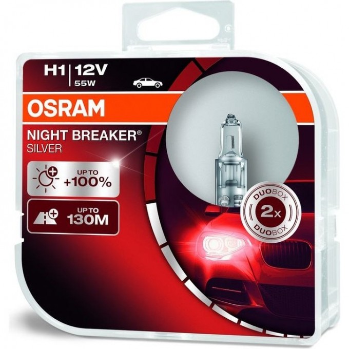 Автолампы OSRAM H1 NIGHT BREAKER® SILVER 64150NBS-HCB (2 шт) 4052899992276 Автолампы OSRAM H1 NIGHT BREAKER® SILVER 64150NBS-HCB (2 шт) 4052899992276