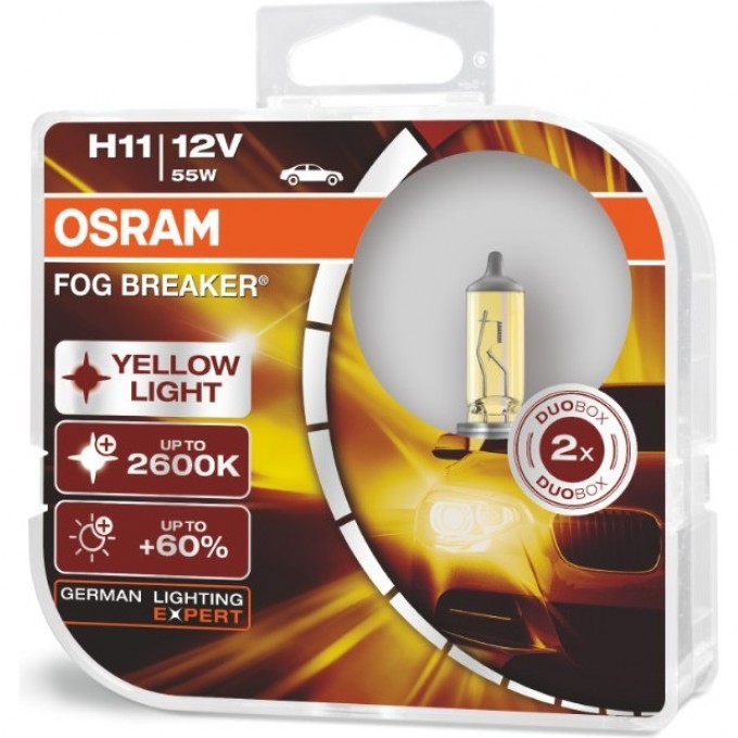 Автолампы OSRAM H11 FOG BREAKER 62211FBR - HCB (2 шт) 4052899932241 Автолампы OSRAM H11 FOG BREAKER 62211FBR - HCB (2 шт) 4052899932241