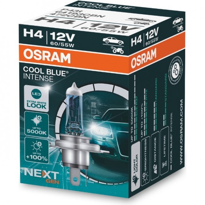 Автолампы OSRAM H4 COOL BLUE® INTENSE Next Gen 64193CBN 4062172149334 Автолампы OSRAM H4 COOL BLUE® INTENSE Next Gen 64193CBN 4062172149334