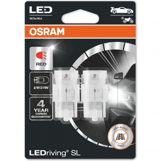 Автолампы OSRAM LED ≜W21W LEDRIVING SL 7505DRP-02B RED Красные 4062172149259 Автолампы OSRAM LED ≜W21W LEDRIVING SL 7505DRP-02B RED Красные 4062172149259