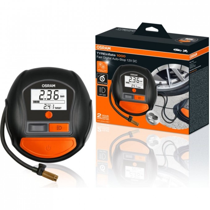 Компрессор с цифровым манометром OSRAM TYREinflate 1000 OTI1000 4052899620223 Компрессор с цифровым манометром OSRAM TYREinflate 1000 OTI1000 4052899620223