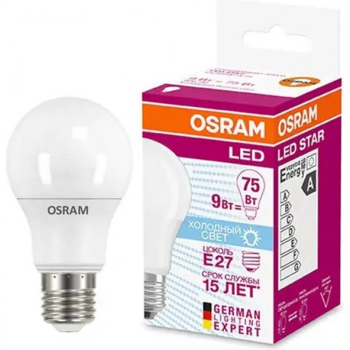 Лампа светодиодная LED OSRAM STAR Classic A 75 8.5W/840 8.5Вт 4000К E27 806лм 220-240В 4058075086647 Лампа светодиодная LED OSRAM STAR Classic A 75 8.5W/840 8.5Вт 4000К E27 806лм 220-240В 4058075086647