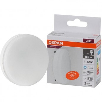 Лампа светодиодная LED OSRAM VALUE LVGX5350 6SW/865 6Вт GX53 230В 10х1 Лампа светодиодная LED OSRAM VALUE LVGX5350 6SW/865 6Вт GX53 230В 10х1