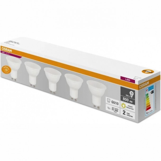 Лампа светодиодная LED OSRAM VALUE LVPAR1675 10SW/830 10Вт GU10 230В 2х5 RU (уп.5шт) 4058075585010 Лампа светодиодная LED OSRAM VALUE LVPAR1675 10SW/830 10Вт GU10 230В 2х5 RU (уп.5шт) 4058075585010