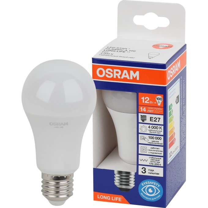 Лампа светодиодная OSRAM LED 12Вт Е27 4000К 1055Лм груша 220В 4099854186097 Лампа светодиодная OSRAM LED 12Вт Е27 4000К 1055Лм груша 220В 4099854186097