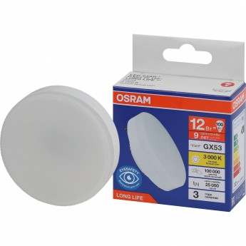 Лампа светодиодная OSRAM LONG LIFE LED 12Вт GX53 3000К 960Лм спот 220В (замена 100Вт)