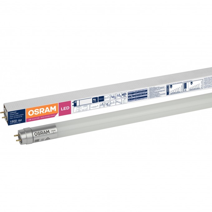 Лампа светодиодная OSRAM LS LED 20Вт G13 4000К 1800лм трубка 230V FR Т8 1,5м двустороннее подключение 4058075480186 Лампа светодиодная OSRAM LS LED 20Вт G13 4000К 1800лм трубка 230V FR Т8 1,5м двустороннее подключение 4058075480186